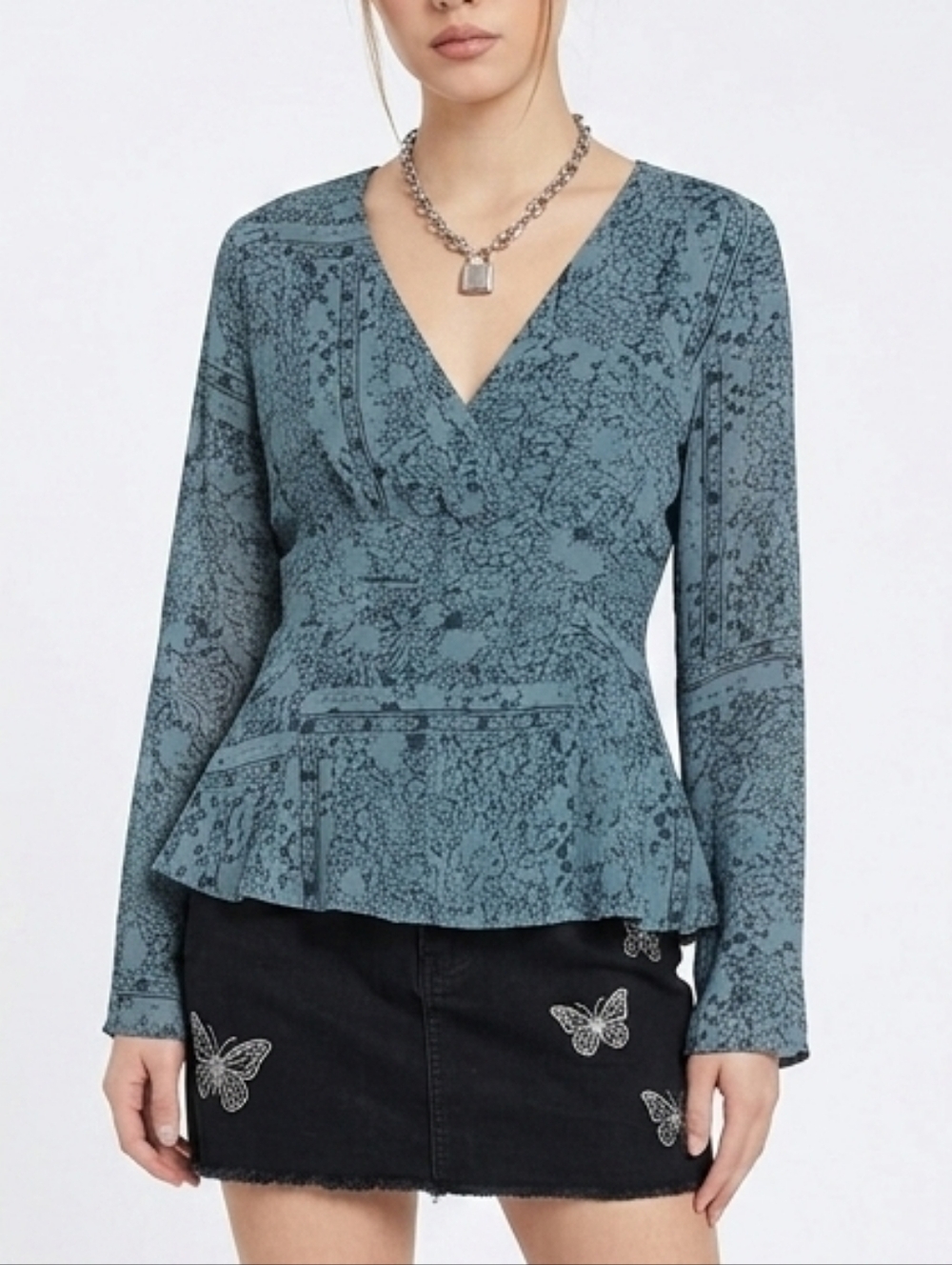 PUTUMAYO Vintage 100% Silk Fairycore Peplum Blouse, Medium